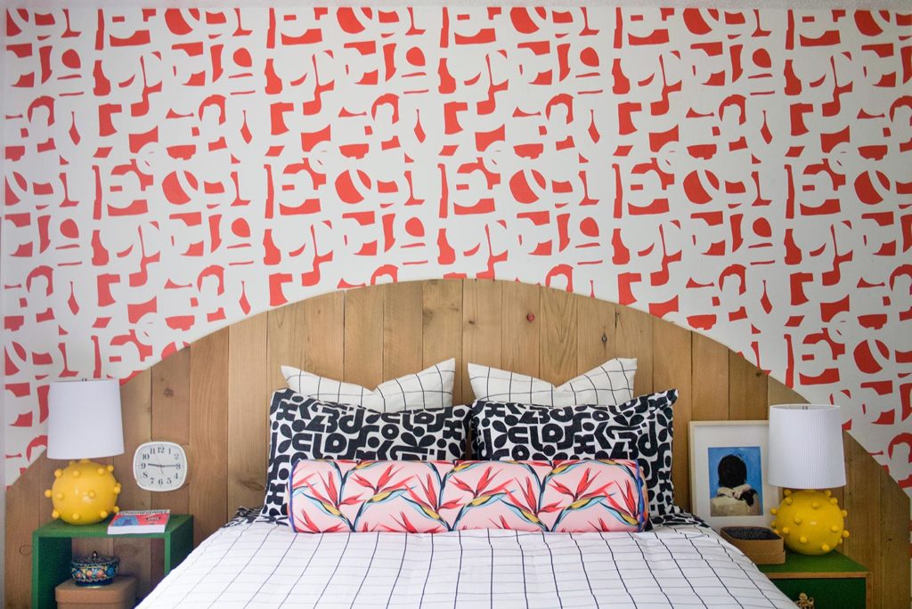 How to mix and match patterns and colors and a handmade wood headboard