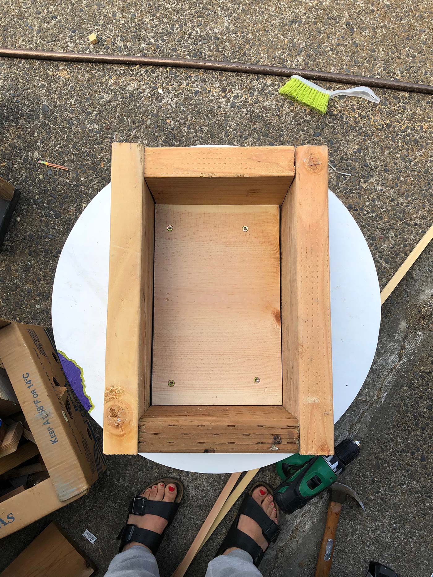 attaching box to base