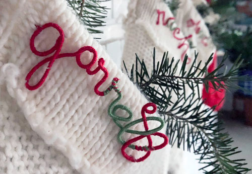 Christmas stockings with personalized name detail