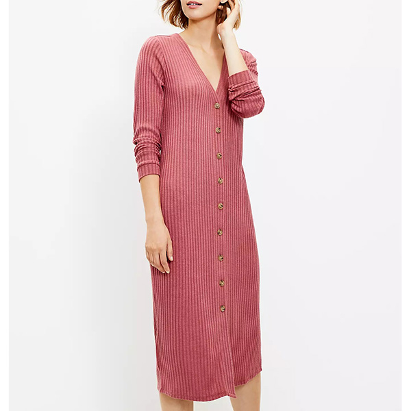Ribbed Button Dress